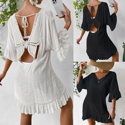 Beach Cover-up Skirt Sun-proof Skirt Back Butterfly