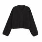 Pocket-button Knitted Women's Round-neck Ingot Sweater Coat