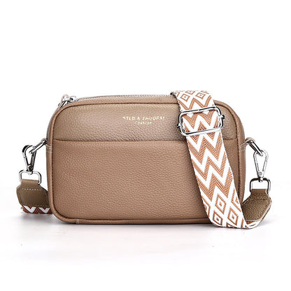 Fashion Simple Shoulder Messenger Bag Top Layer Cowhide Small Square Bag