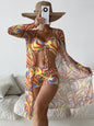 3pcs Spring Bikini With Long Sleeve Cardigan Fashion Summer Beach Swimsuit Women