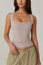 Summer Square-neck Tank Vest Ins Fashion Slim Solid Sleeveless Tops For Women Clothing