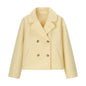 Lapel Long Sleeve Double Breasted Short Woolen Coat