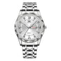Men's Diamond Shell Calendar Watch - Stainless Steel Luxury Timepiece