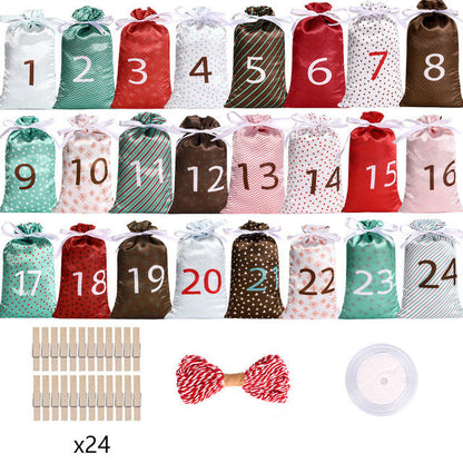 Satin Drawstring Bag Coming Day 1-24 Hanging Suit Candy Gift Satin Bag