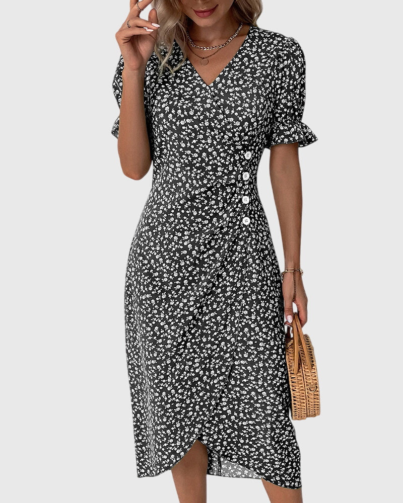 Barbara - Fresh Bloom V-Neck Dress