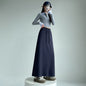 Gray Athletic High-waist Straight-leg Slit A-line Maxi Skirt
