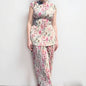 Long Sleeve Printed Chiffon Dress High Waist