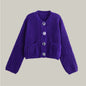 Pocket-button Knitted Women's Round-neck Ingot Sweater Coat