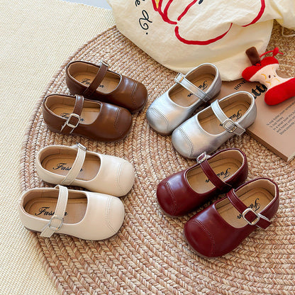 Simple And Versatile Leather Shoes For Little Girls