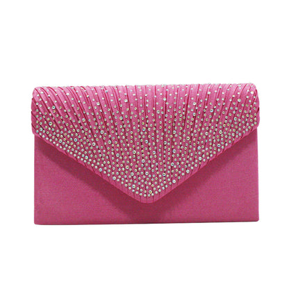 Satin Hot Drilling With Cover Dinner Bag European And American Clutch Chain Cross-shoulder Bag