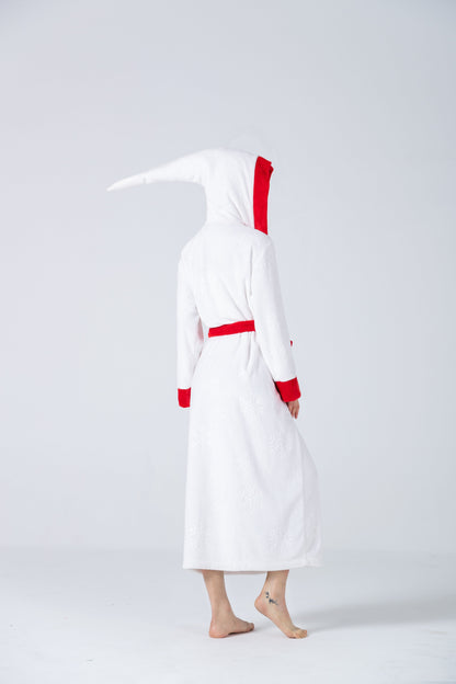 RONGTAI Womens Plush Fleece Hooded Bathrobe, Thick Nightgown Long Robe Sleepwear With Two Side Pockets And Belt