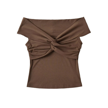 Pleated Twisted And Layered Short-sleeve T-shirt