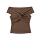 Pleated Twisted And Layered Short-sleeve T-shirt
