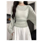 Outerwear Slightly Sheer Air-conditioning T-shirt With A Fitted Waist And Off-the-shoulder Design