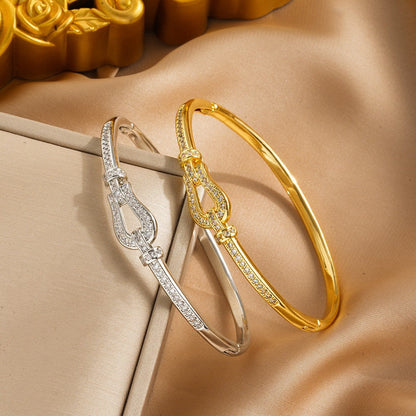 Versatile Full Diamond Horseshoe Buckle Simple Bracelet