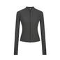 Stand-up Collar Slim-fit Waist-cinching Cardigan Top