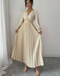 Women's Solid-color Casual Chic V-neck Dress