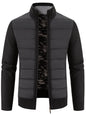 Men's Plus Size Quilted Knit Bomber Jacket with Stand Collar