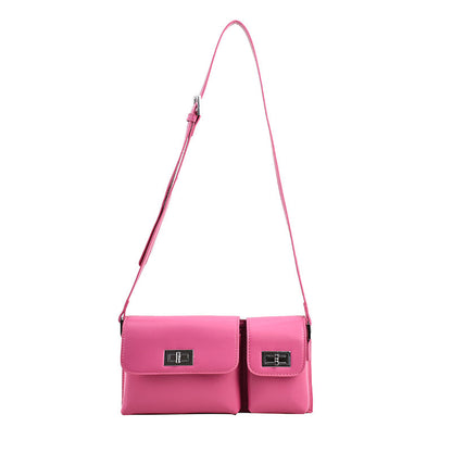 Women's Fashion Double Pocket Underarm Retro Shoulder Messenger Bag