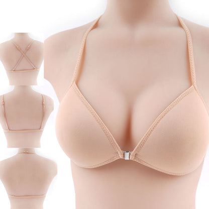 Women's Halter-style Bra With Triangular Cups Delicate Shoulder Straps