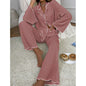 Lapel-collar Button-up Pajama Set For Women