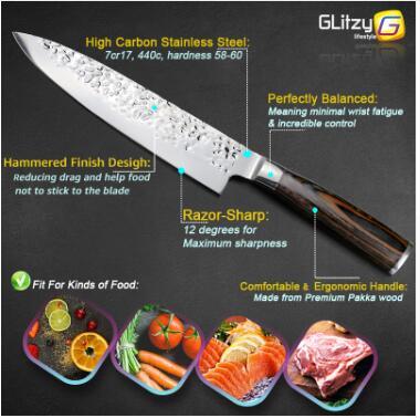 Kitchen Knife Professional Japanese Chef Knives with high carbon stainless steel, ergonomic handle, and razor-sharp blade.