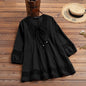 Cotton And Linen Stitching Lace 34 Sleeve Loose Women's Top T-shirt