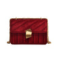 Gold Velvet Lock Shoulder Crossbody Bag