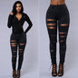 Women's High Waist Ripped Jeans - Distressed Skinny Denim Trousers | Casual Stretch Pencil Pants