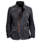 Vintage Jacket Men's Casual Coat Stand Collar Zipper Tooling Patchwork Top
