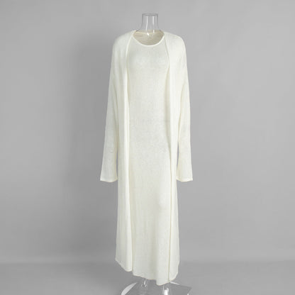 Cardigan Knitted Cardigan Sleeveless Dress Two-piece Set