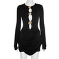 Slim Fit Elegant Luxury Decorative Pleated Mini Short Dress