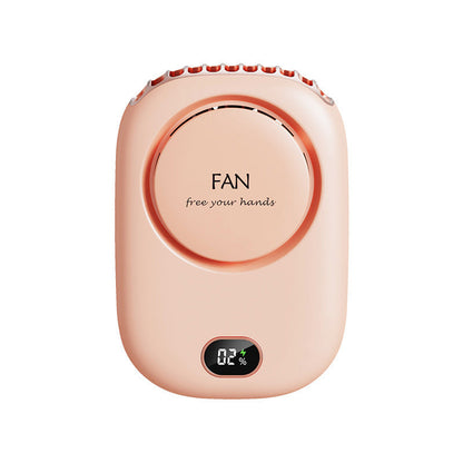 Lazy Leafless Hanging Neck Fan Digital Display Silent