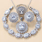 Garnet Cubic Zirconia Earrings Pendant Necklace Bracelet Ring Gift 4 PCs Set