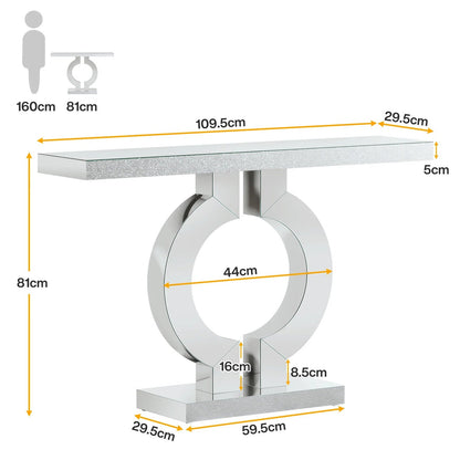 43.3-Inch (110cm)Mirrored Console Table, Modern Entryway Table with Thickened
