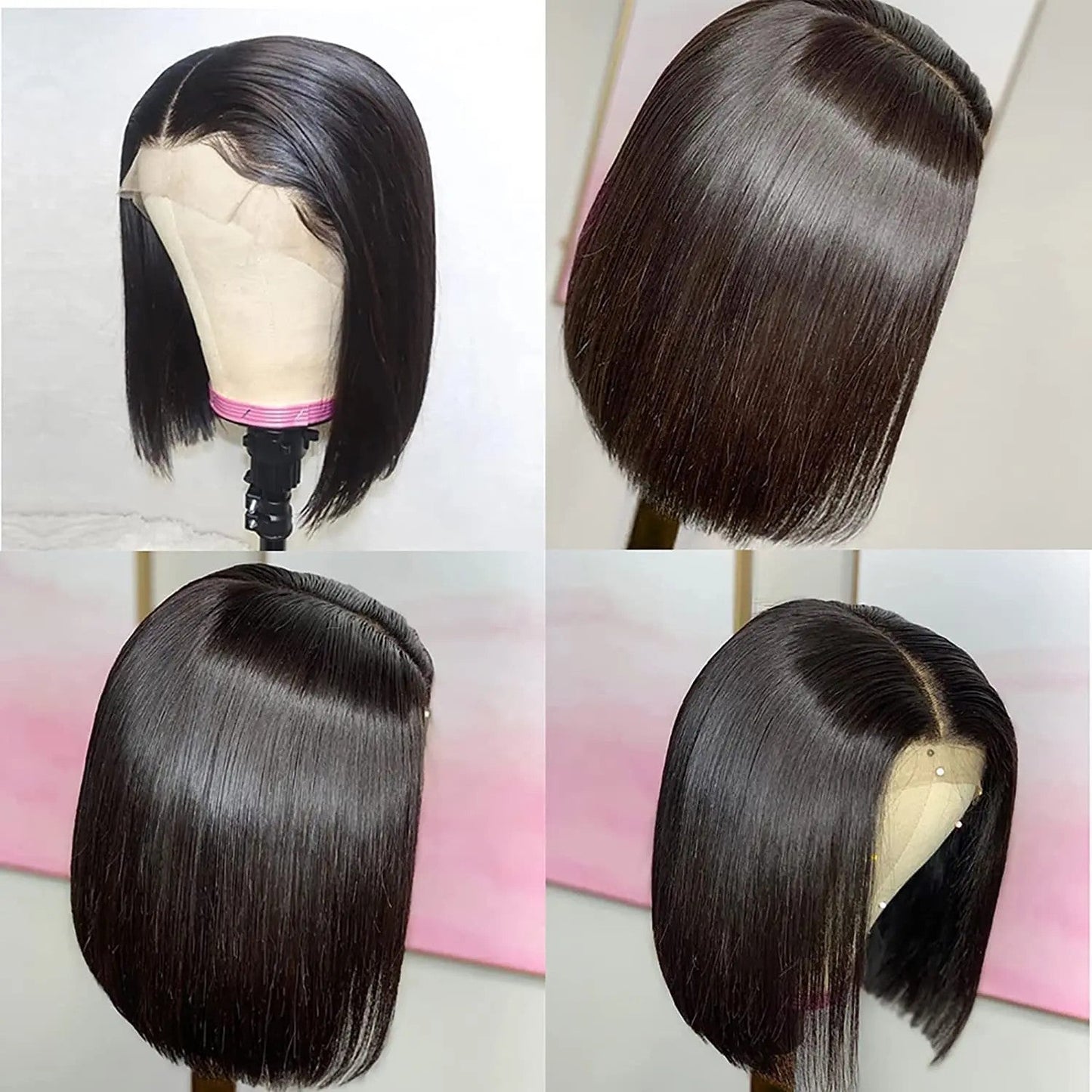 613 Blonde Short Bob Wig Transparent Lace Front Human Hair Wigs Straight 13X4