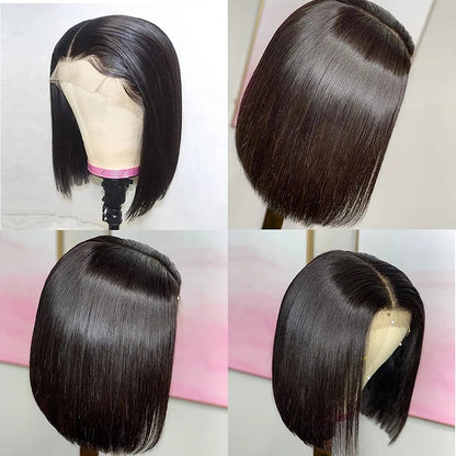 613 Blonde Short Bob Wig Transparent Lace Front Human Hair Wigs Straight 13X4