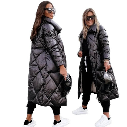 Women's Long Zipper Bright Cotton High Waist Quality Fashionable Jacket
