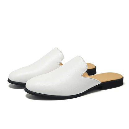 Men Half Breathable Leather Mules