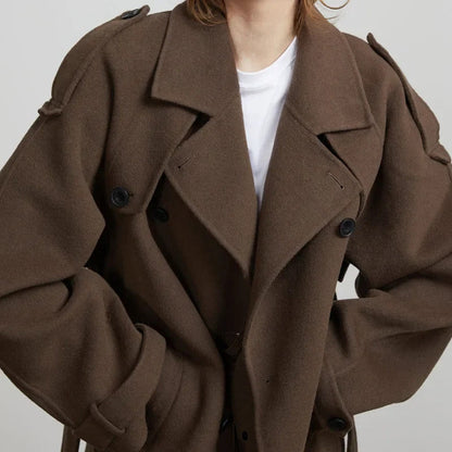 Women's Winter Double Breasted Long Sleeve Lapel Blends Jacket