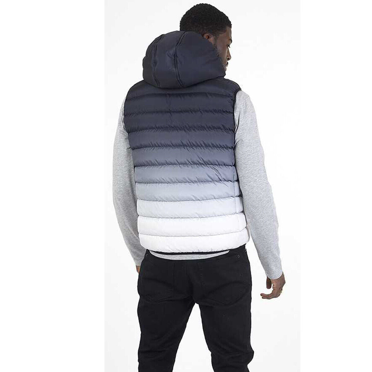 Mens BlackBurn Padded Hooded Gilet with Gradient Contrast