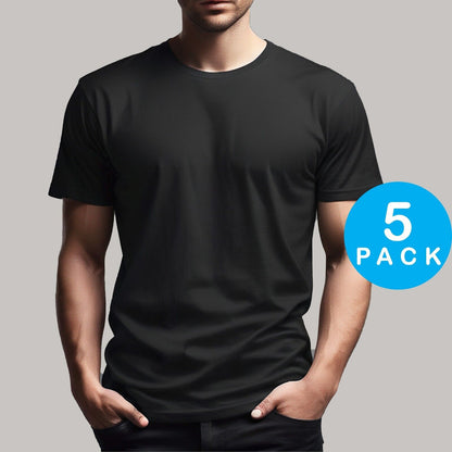 Mens Crew Neck Tee 100% Cotton 5 or 10 Pack Plain T Shirt