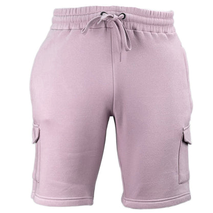 Mens Elastic Waist Casual Sports Cargo Fleece Shorts