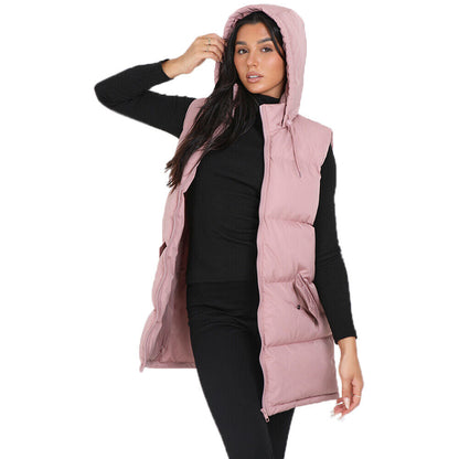 Womens CELLOLGIL Sleeveless Padded Hooded Longline Gilet