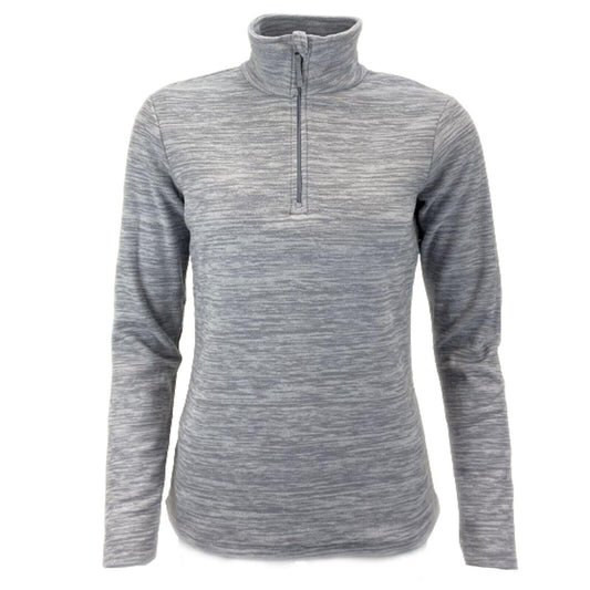 Womens Melange Zip Neck Lightweight Fleece Top