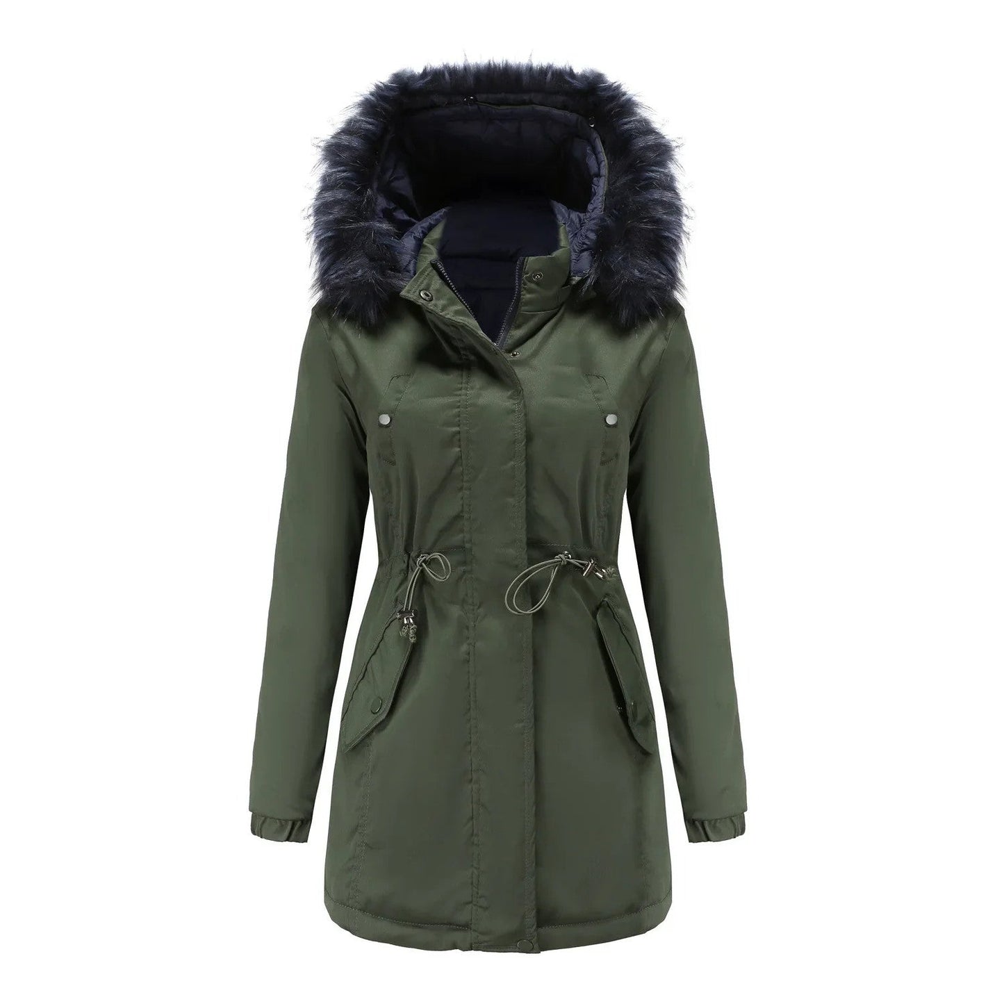 Double Sided Women's winter Thick Detachable Zipper Parka Jacket