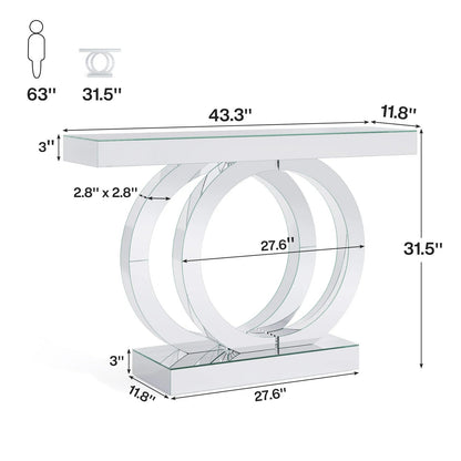 43.3-Inch (110cm)Mirrored Console Table, Modern Entryway Table with Thickened