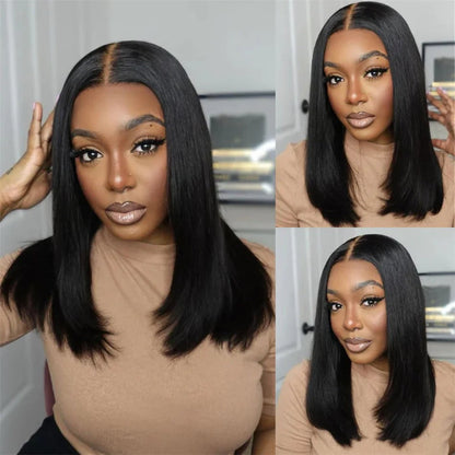 12A Double Drawn 210% Density Bone Straight Hair Bob Wig 13x4 Lace Front Wig