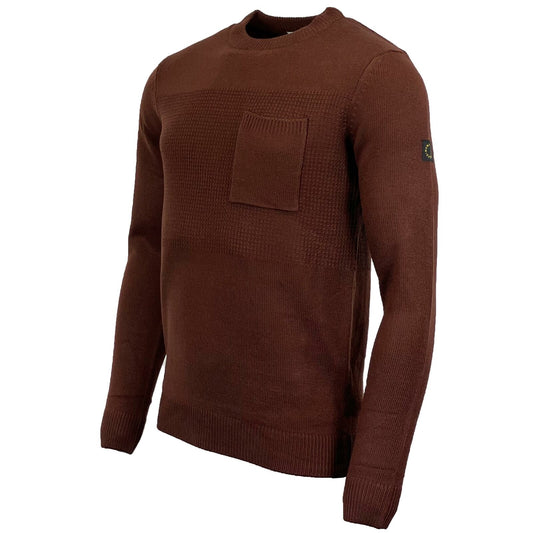 Mens Crew Neck Knitted Jumper with Pocket