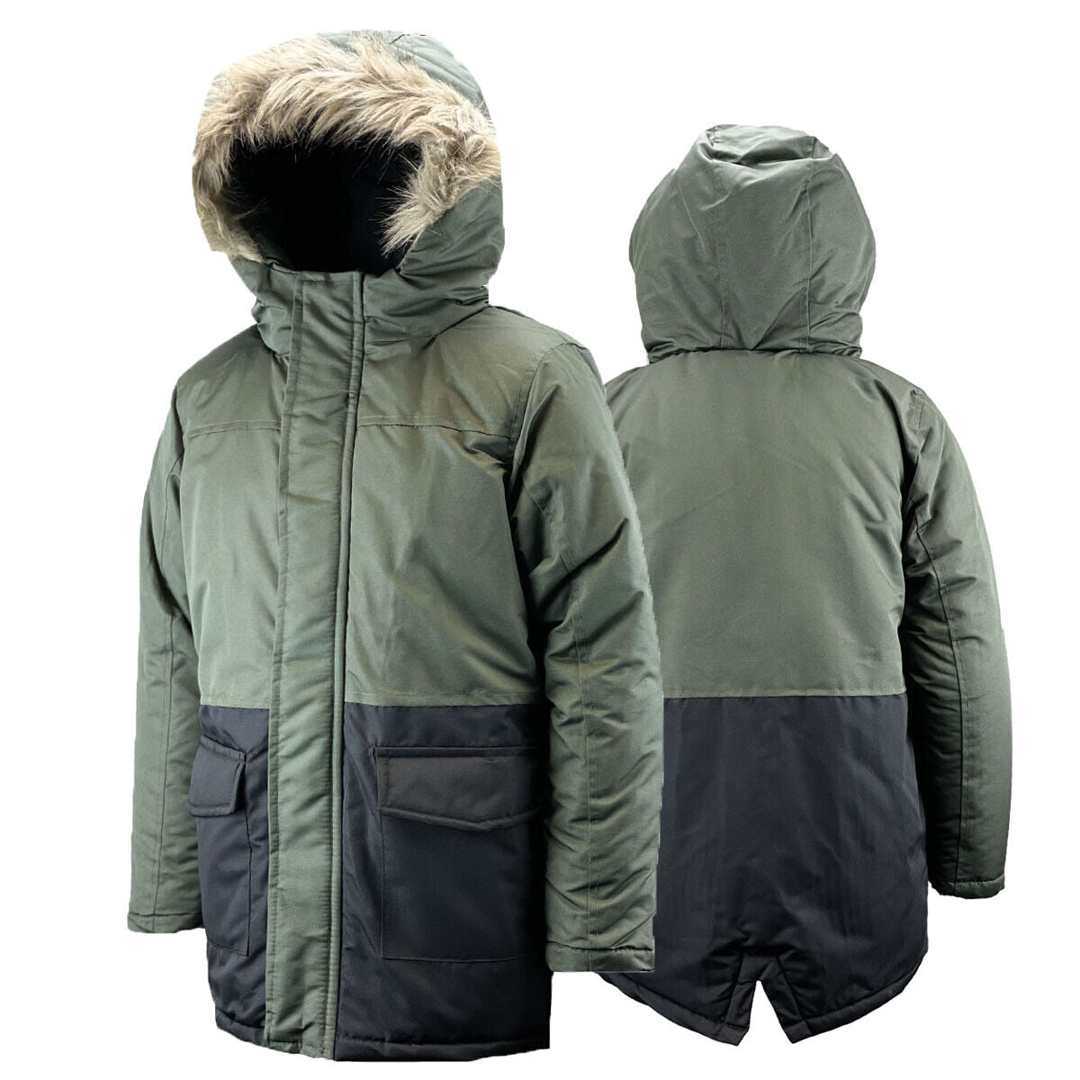 Kids Boys Padded Fleece Lined Parka Coat
